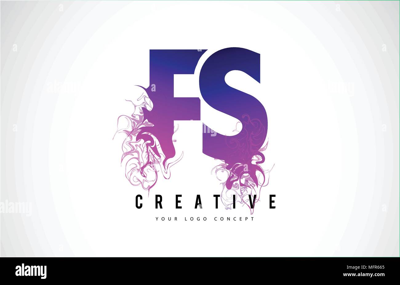 FS F S Purple Lettre Logo Design créatif avec effet liquide Vector Illustration. Illustration de Vecteur