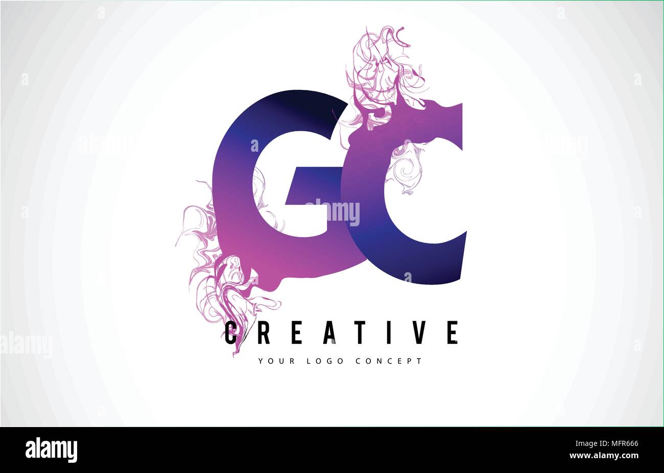 GC G C Purple Lettre Logo Design créatif avec effet liquide Vector Illustration. Illustration de Vecteur