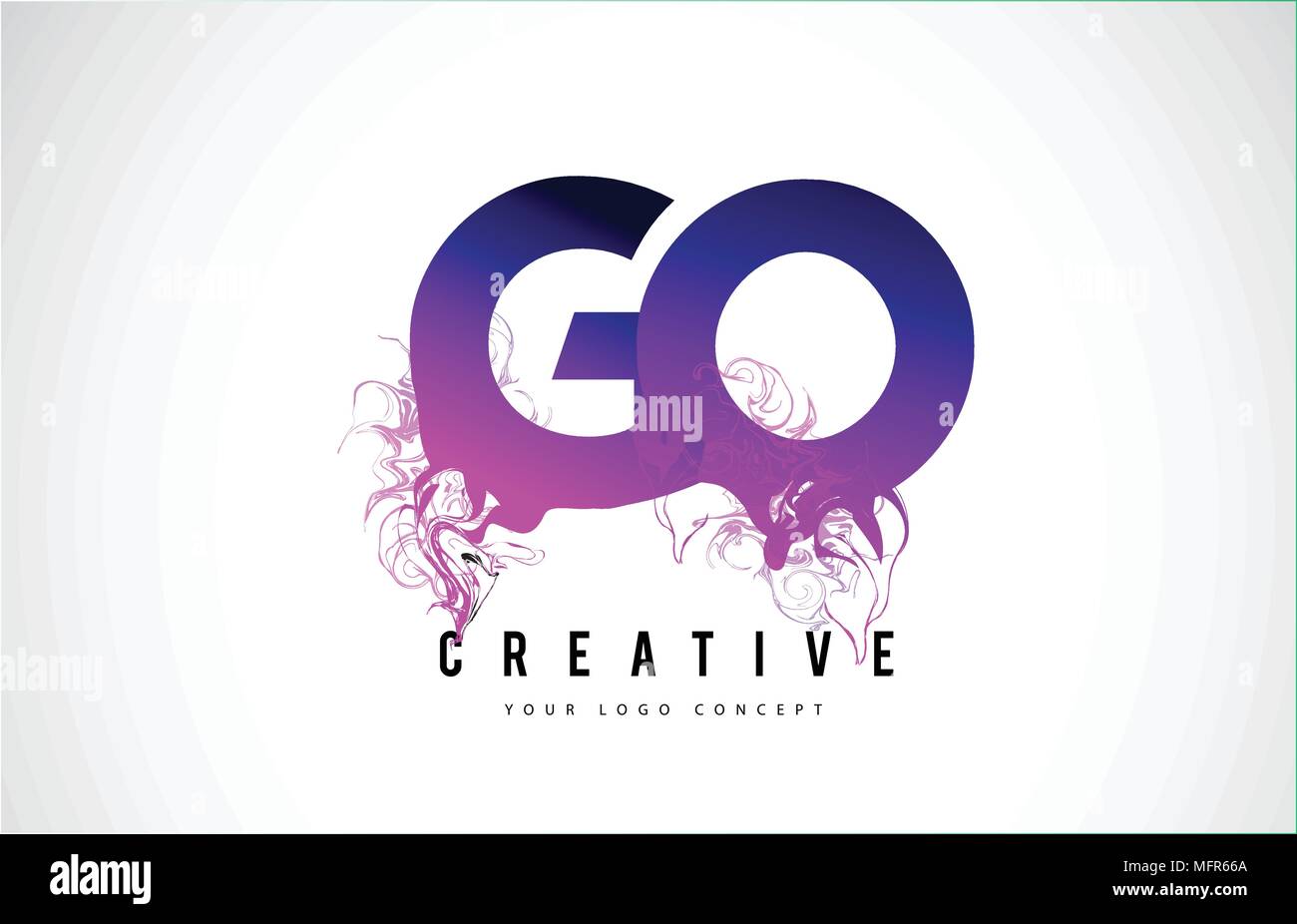 Rendez-vous sur G O Purple Lettre Logo Design créatif avec effet liquide Vector Illustration. Illustration de Vecteur