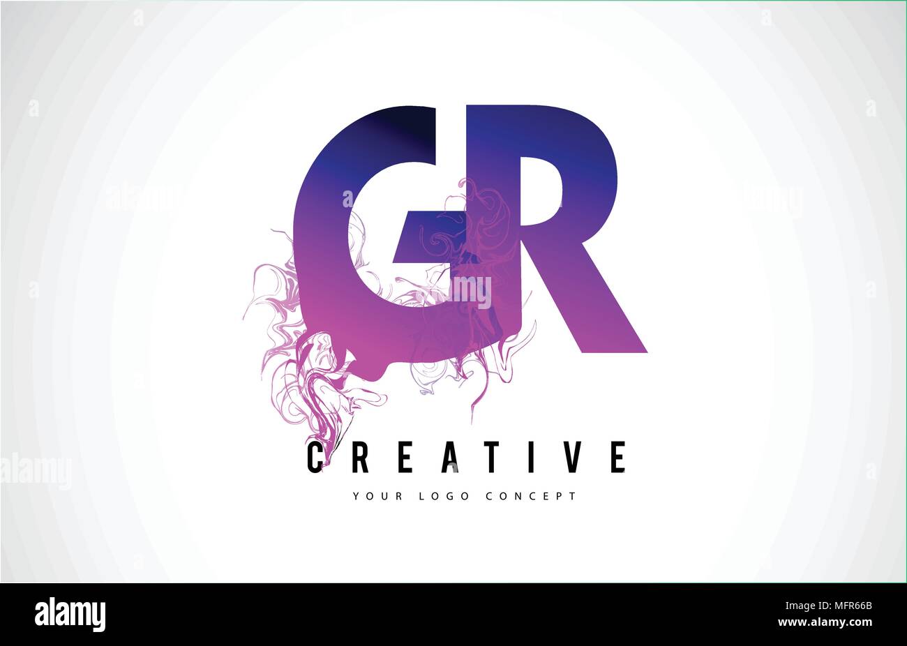 GR G R Purple Lettre Logo Design créatif avec effet liquide Vector Illustration. Illustration de Vecteur