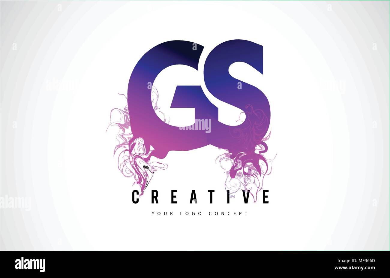 GS G S Purple Lettre Logo Design créatif avec effet liquide Vector Illustration. Illustration de Vecteur