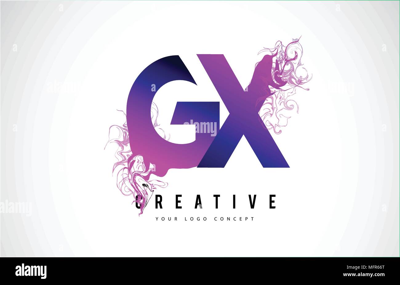 GX G X Purple Lettre Logo Design créatif avec effet liquide Vector Illustration. Illustration de Vecteur
