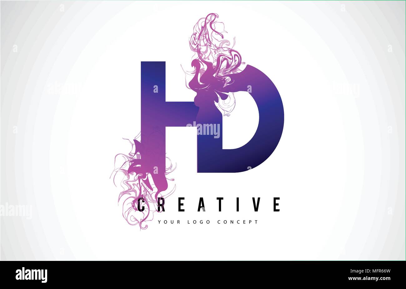 H HD D Purple Lettre Logo Design créatif avec effet liquide Vector Illustration. Illustration de Vecteur