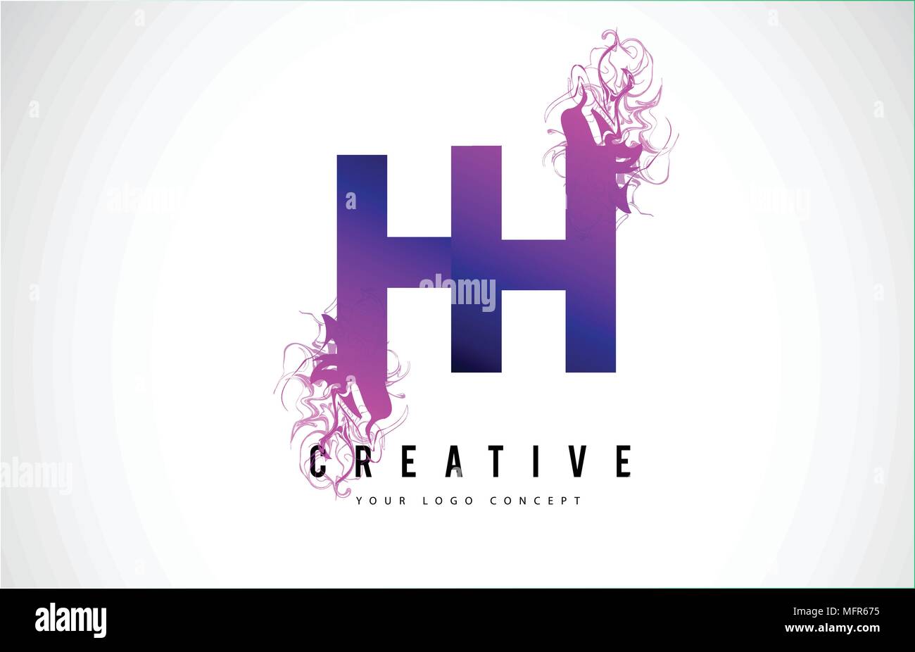 HH H H Purple Lettre Logo Design créatif avec effet liquide Vector Illustration. Illustration de Vecteur