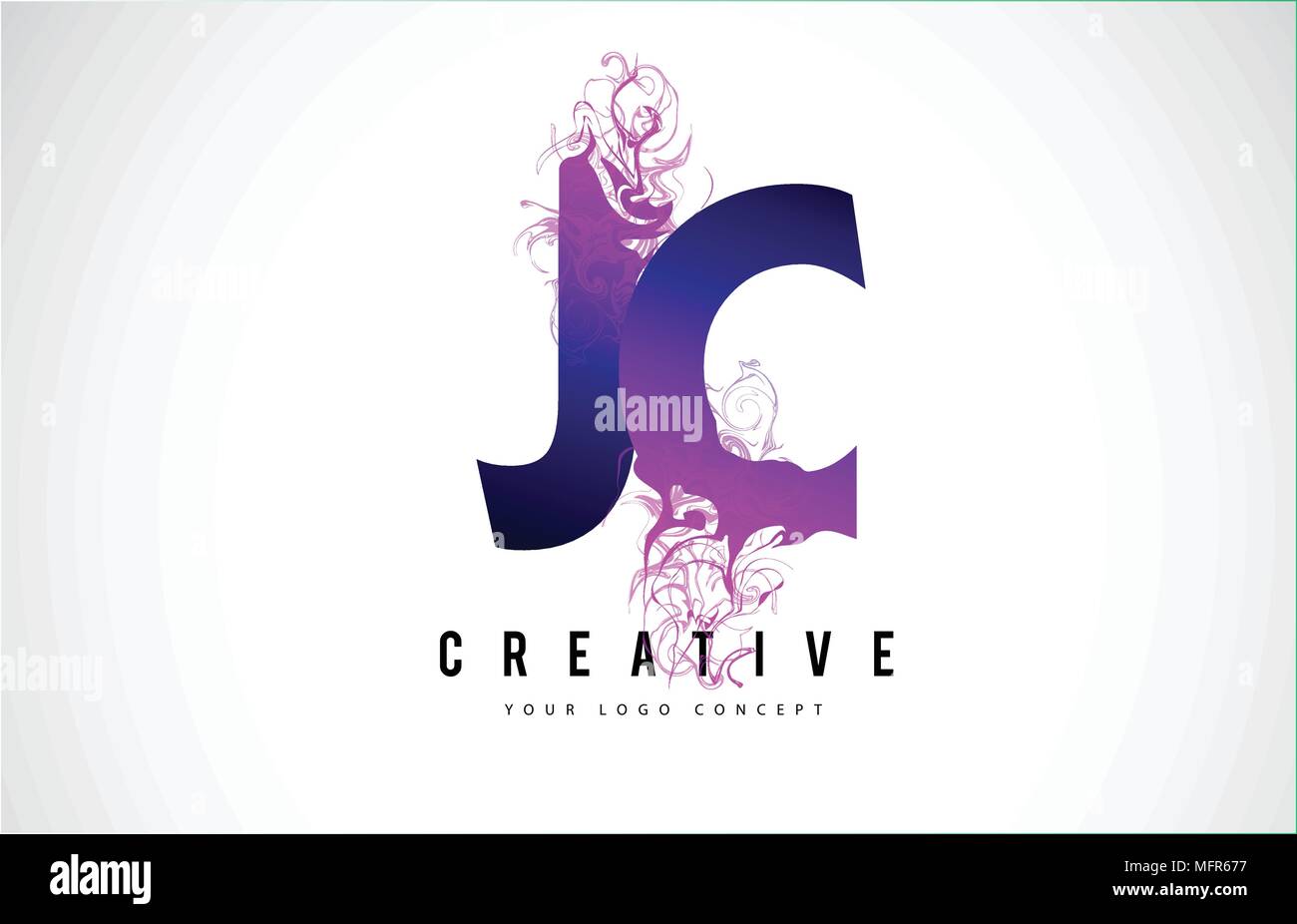 JC J C Purple Lettre Logo Design créatif avec effet liquide Vector Illustration. Illustration de Vecteur