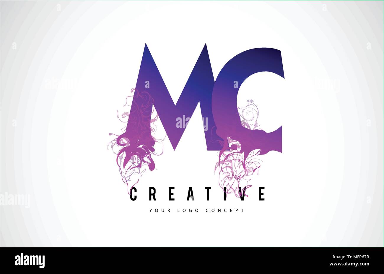 MC M C Purple Lettre Logo Design créatif avec effet liquide Vector Illustration. Illustration de Vecteur
