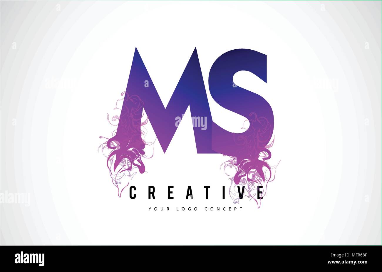 MS M S Purple Lettre Logo Design créatif avec effet liquide Vector Illustration. Illustration de Vecteur