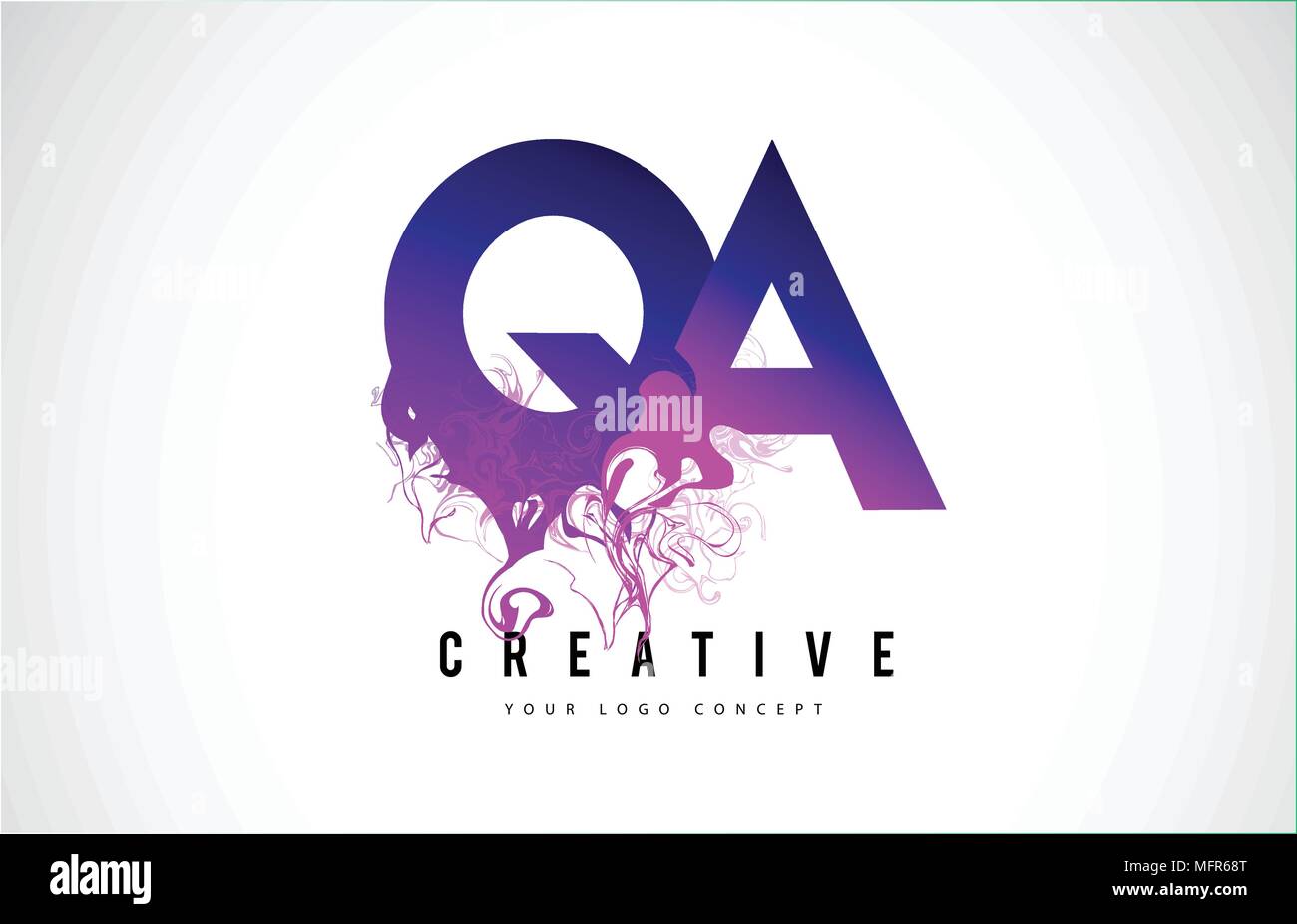 QA Q'une lettre Violet Logo Design créatif avec effet liquide Vector Illustration. Illustration de Vecteur