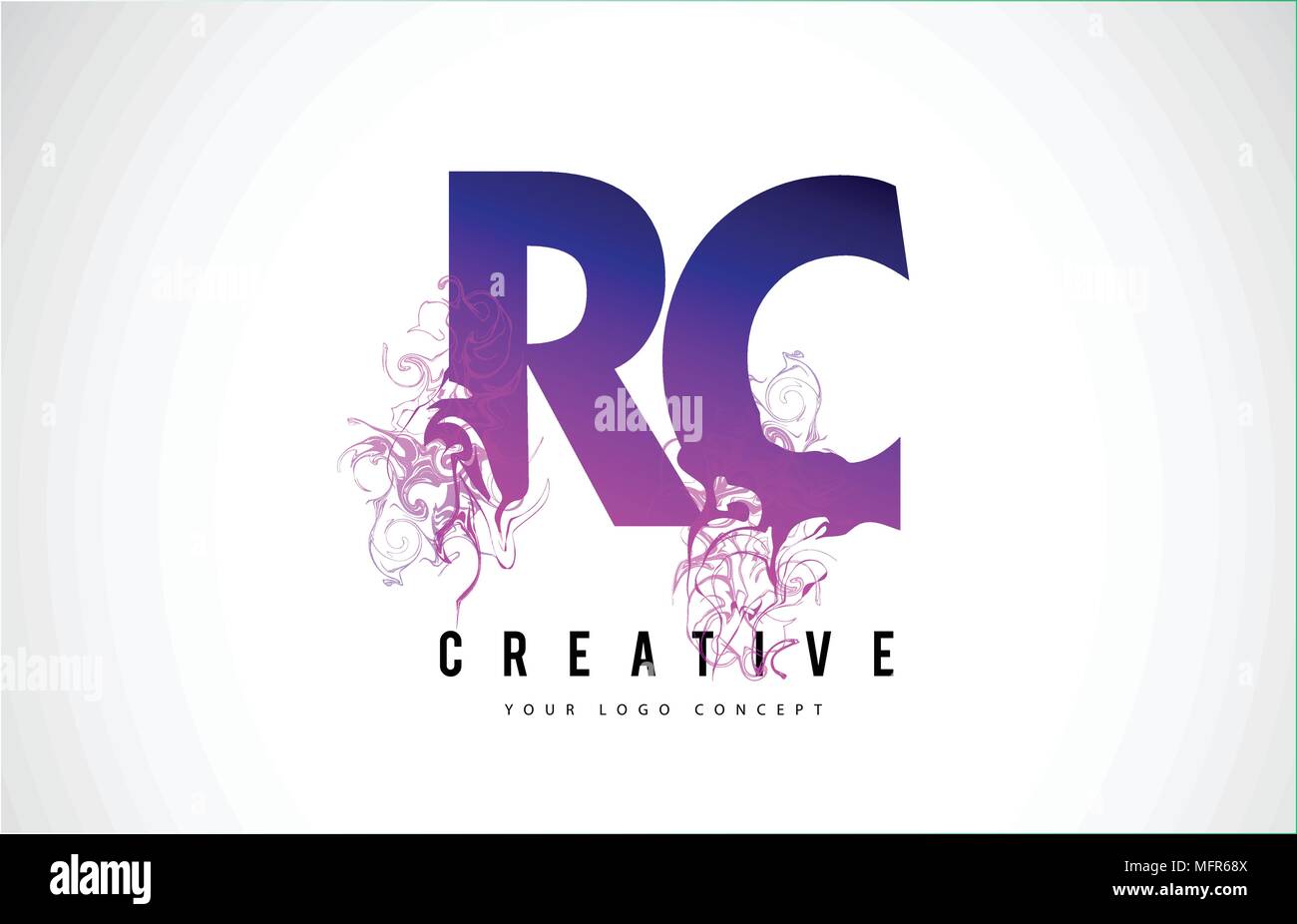 RC R C Purple Lettre Logo Design créatif avec effet liquide Vector Illustration. Illustration de Vecteur