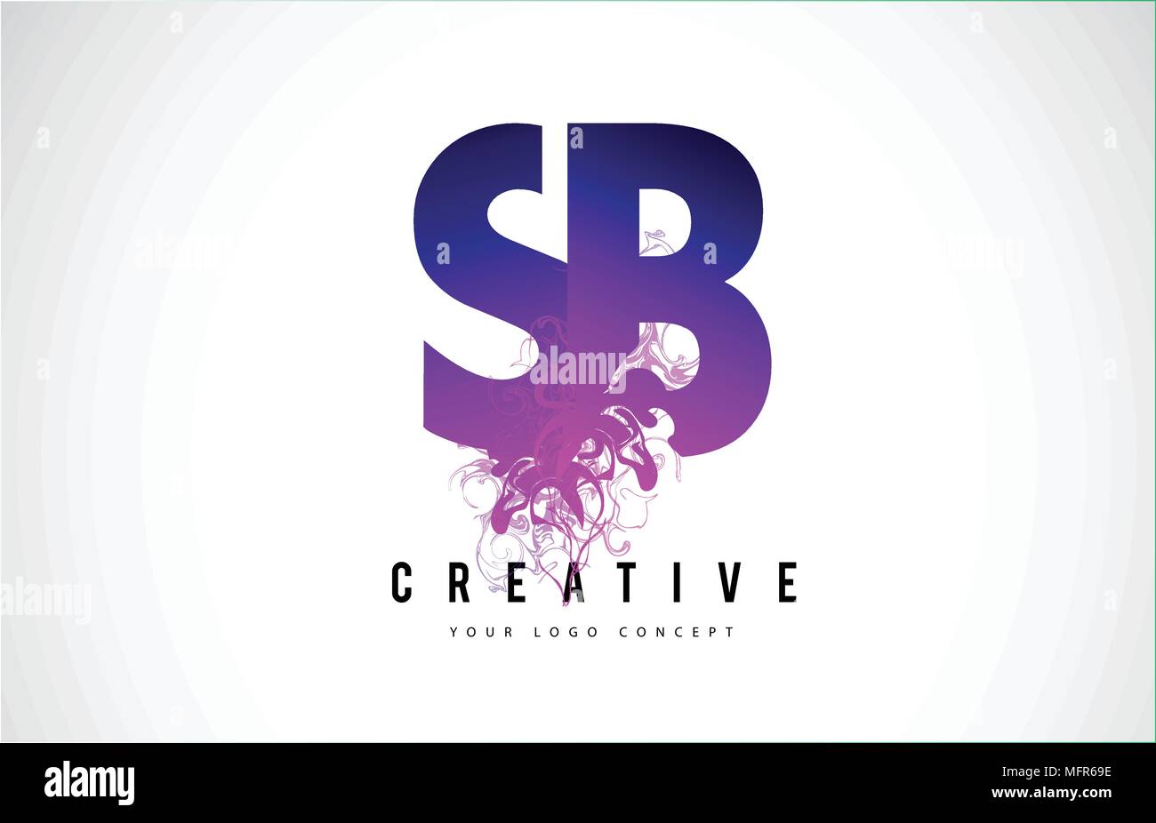 SB S B Purple Lettre Logo Design créatif avec effet liquide Vector Illustration. Illustration de Vecteur