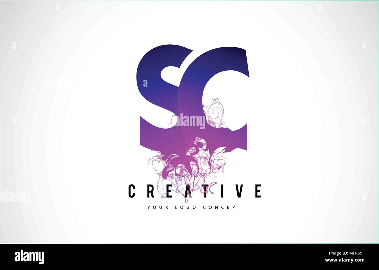 SC S C Purple Lettre Logo Design créatif avec effet liquide Vector Illustration. Illustration de Vecteur
