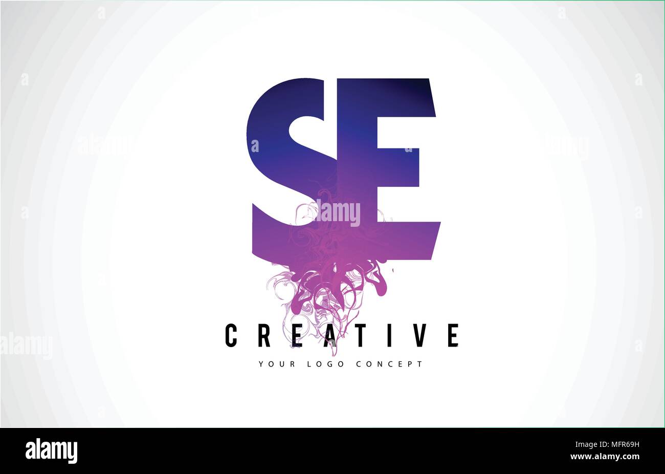 SE S E Purple Lettre Logo Design créatif avec effet liquide Vector Illustration. Illustration de Vecteur