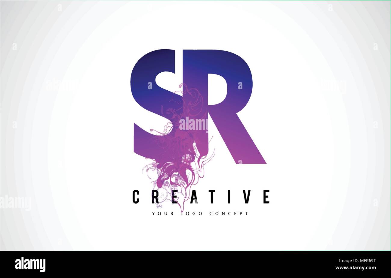 SR S R Purple Lettre Logo Design créatif avec effet liquide Vector Illustration. Illustration de Vecteur