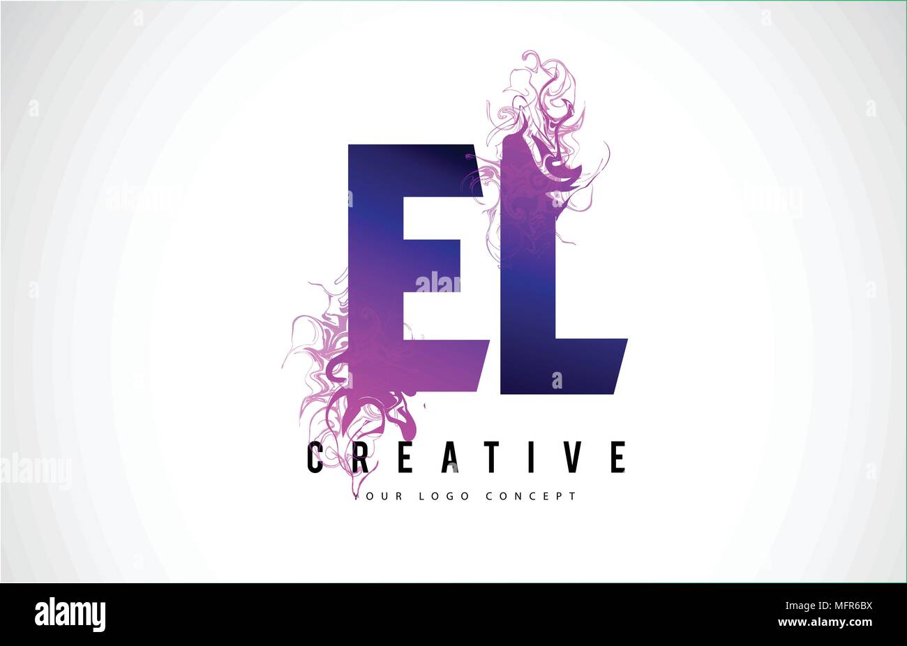 EL E L Purple Lettre Logo Design créatif avec effet liquide Vector Illustration. Illustration de Vecteur