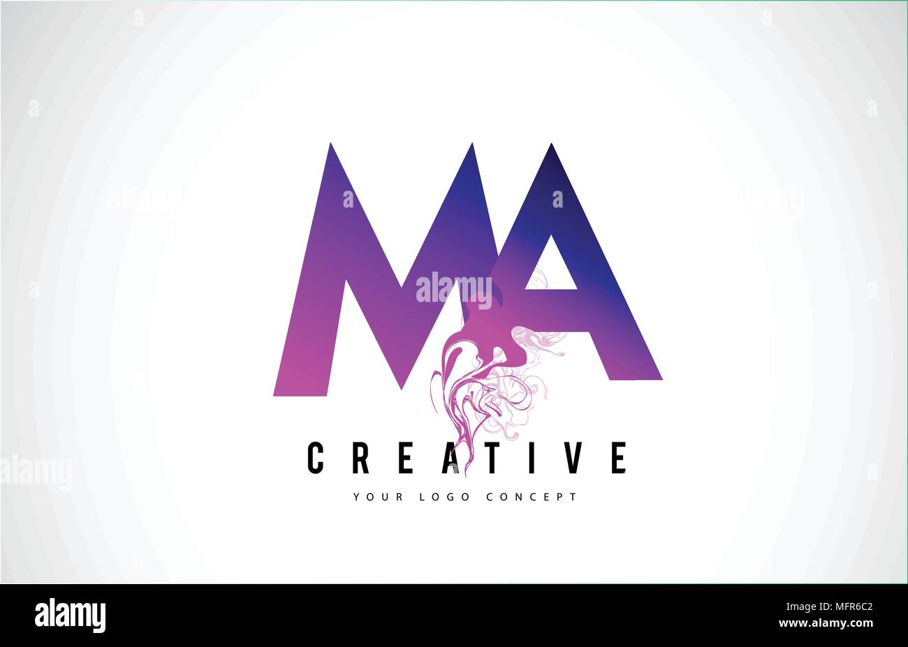 MA M A Purple Lettre Logo Design créatif avec effet liquide Vector Illustration. Illustration de Vecteur