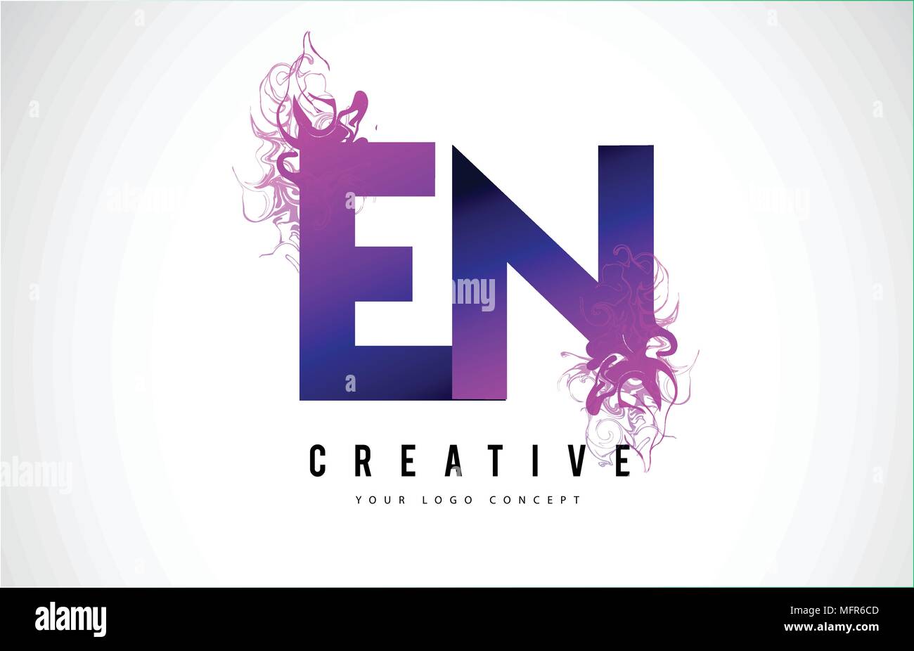 EN E N Purple Lettre Logo Design créatif avec effet liquide Vector Illustration. Illustration de Vecteur