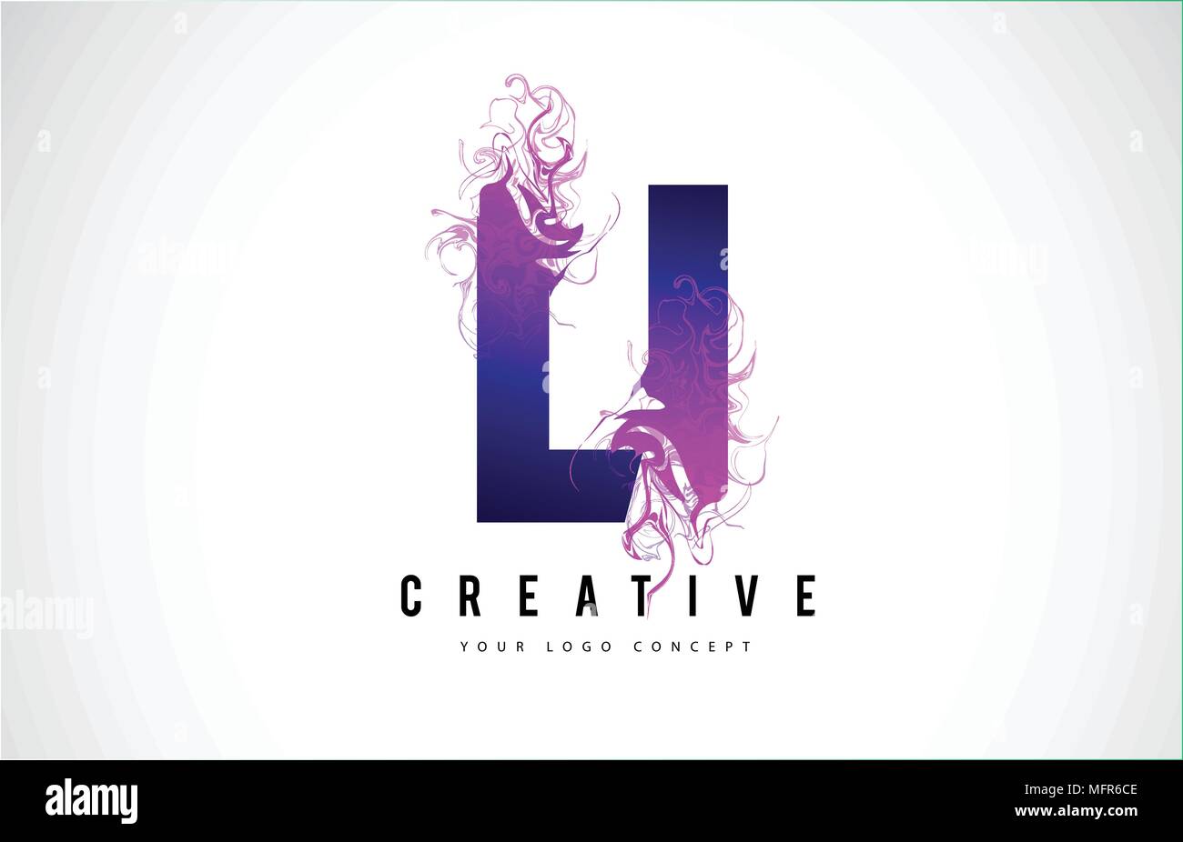 LI L I Purple Lettre Logo Design créatif avec effet liquide Vector Illustration. Illustration de Vecteur