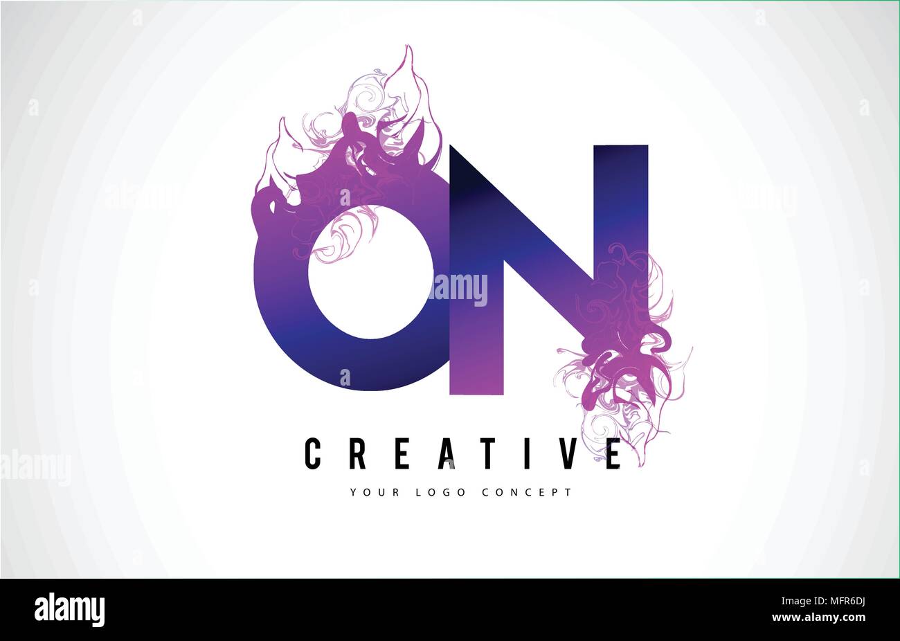 Sur O N Purple Lettre Logo Design créatif avec effet liquide Vector Illustration. Illustration de Vecteur