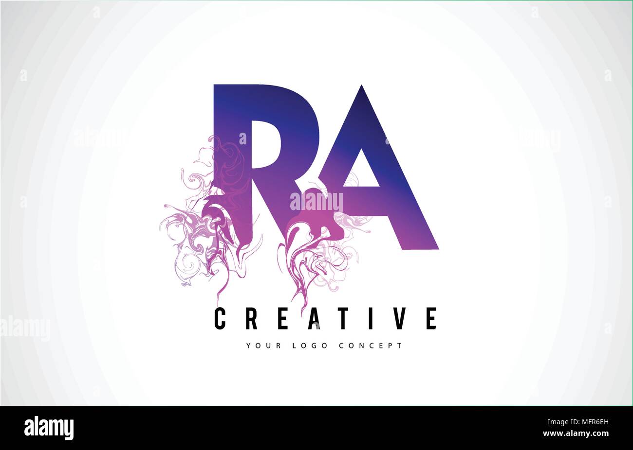 R RA A Purple Lettre Logo Design créatif avec effet liquide Vector Illustration. Illustration de Vecteur
