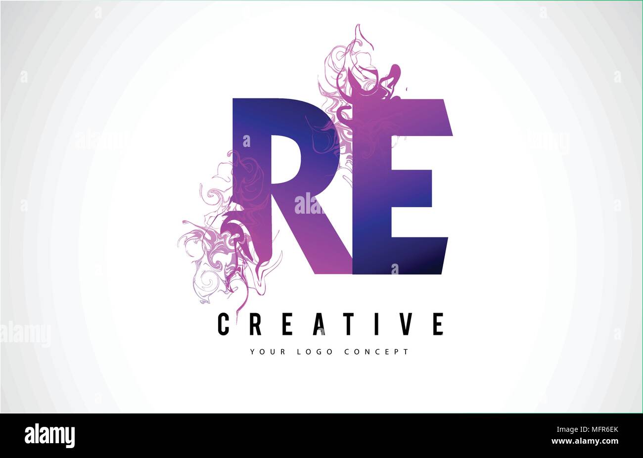 RE R E LETTRE Violet Logo Design créatif avec effet liquide Vector Illustration. Illustration de Vecteur