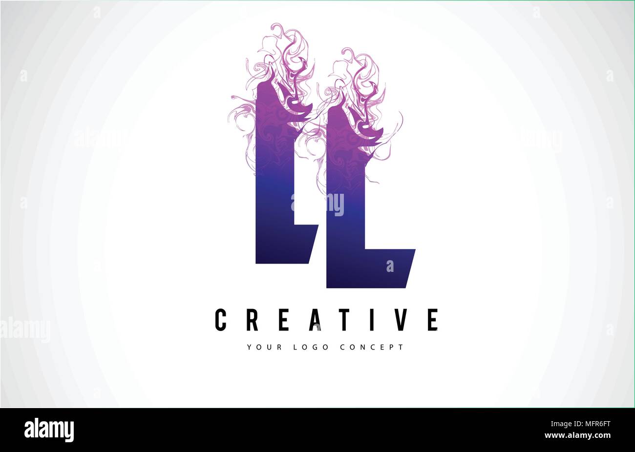 LL L L Purple Lettre Logo Design créatif avec effet liquide Vector Illustration. Illustration de Vecteur