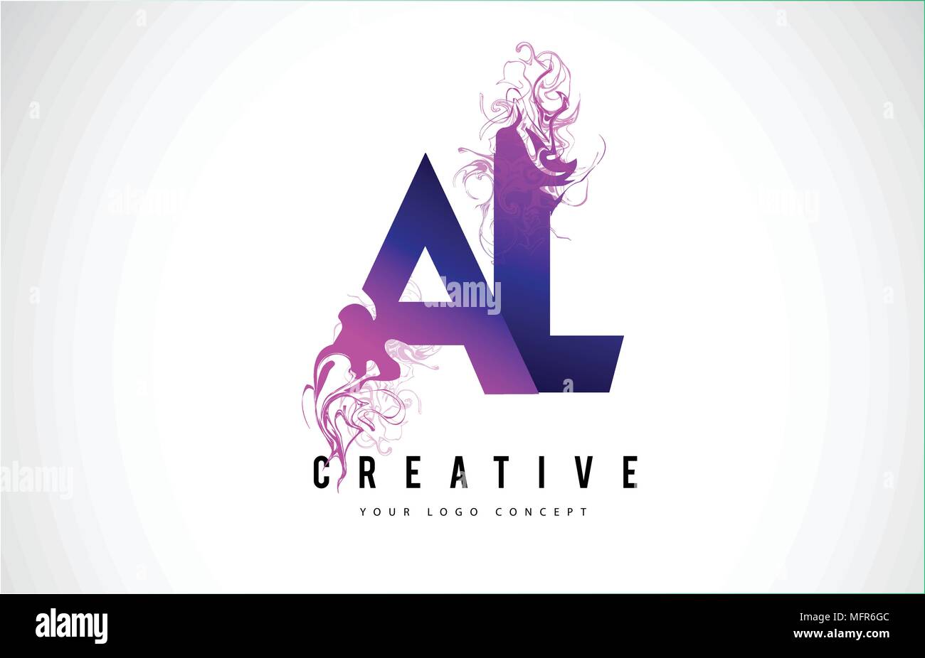 AL A L Purple Lettre Logo Design créatif avec effet liquide Vector Illustration. Illustration de Vecteur