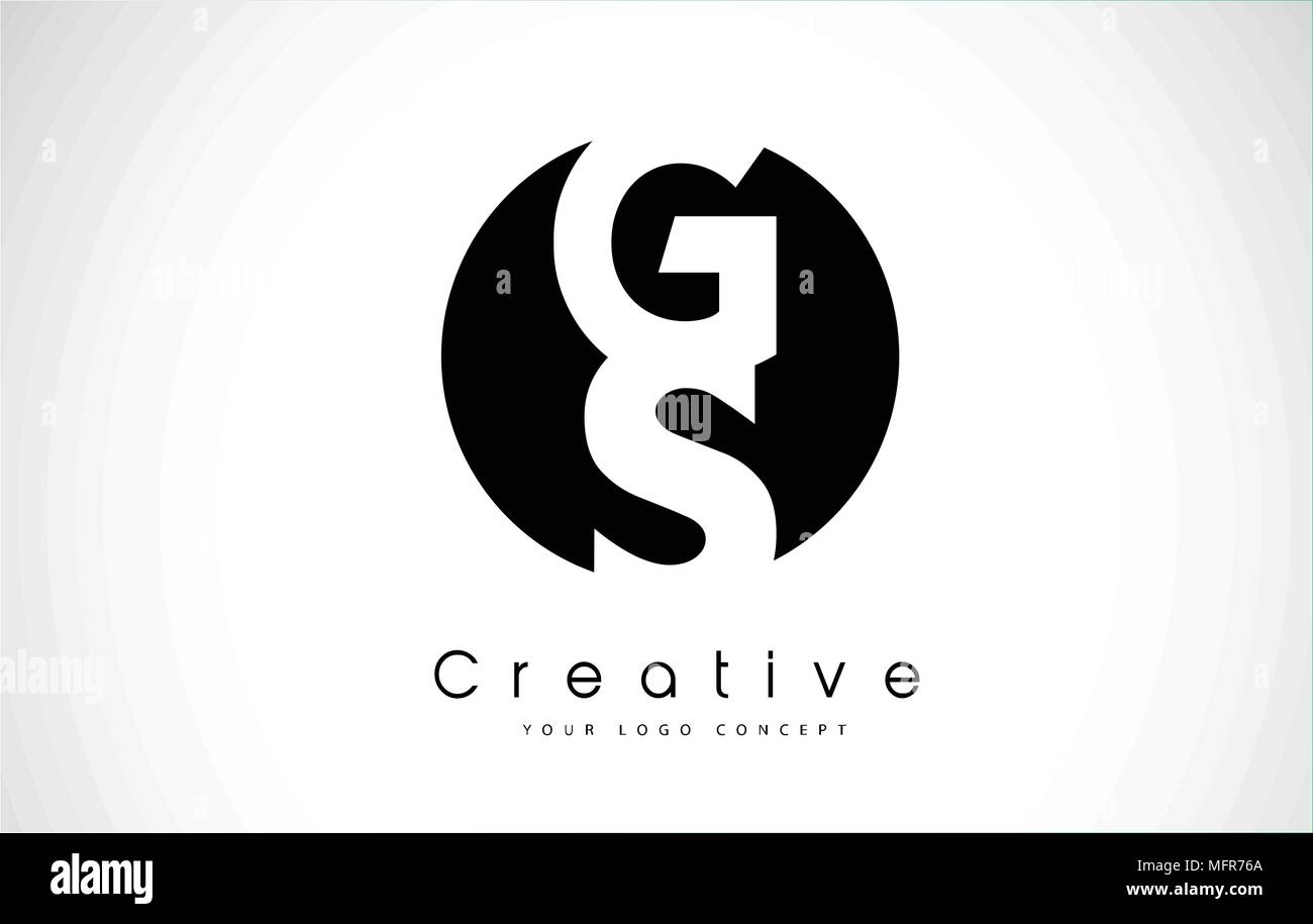 GS Lettre Logo Design à l'intérieur d'un cercle noir. Logo Lettrage Creative illustration vectorielle. Illustration de Vecteur