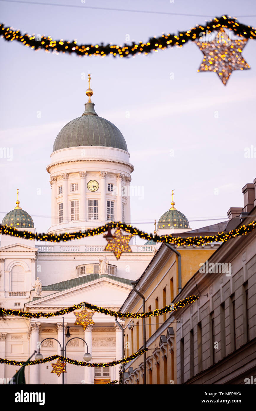 Cathédrale d'Helsinki au moment de Noël,la Finlande,Europe Banque D'Images