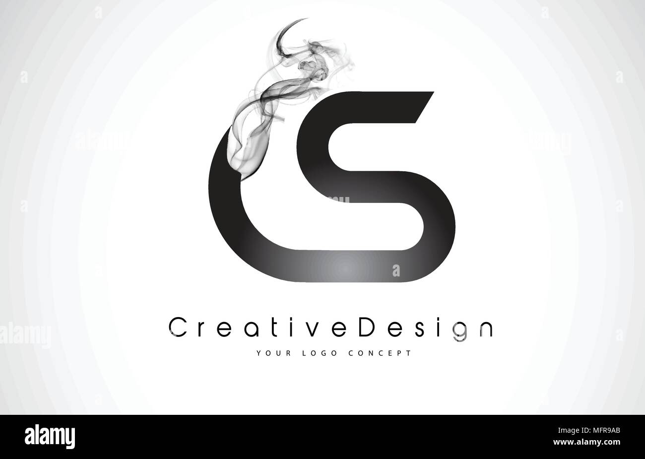 Lettre CS Logo Design avec une fumée noire. Lettres de fumée moderne créative Icône Vecteur Illustration Logo. Illustration de Vecteur