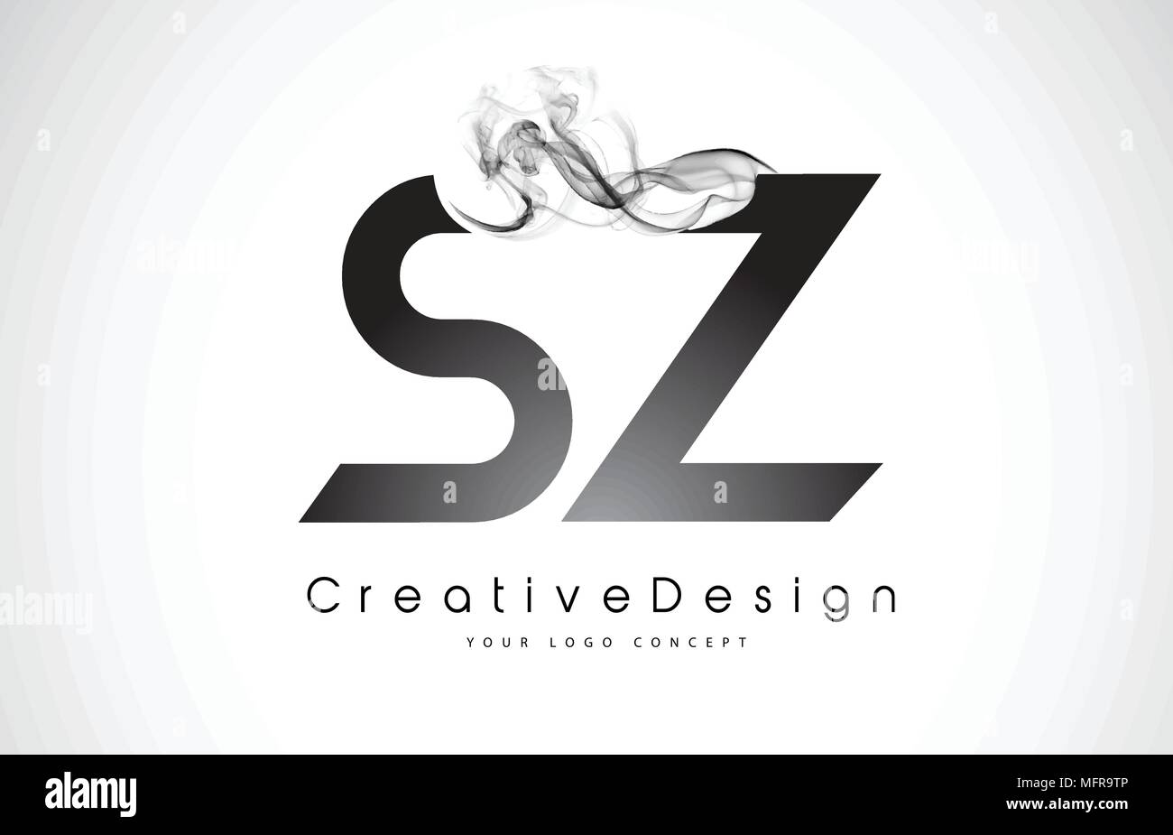 SZ Lettre Logo Design avec une fumée noire. Lettres de fumée moderne créative Icône Vecteur Illustration Logo. Illustration de Vecteur