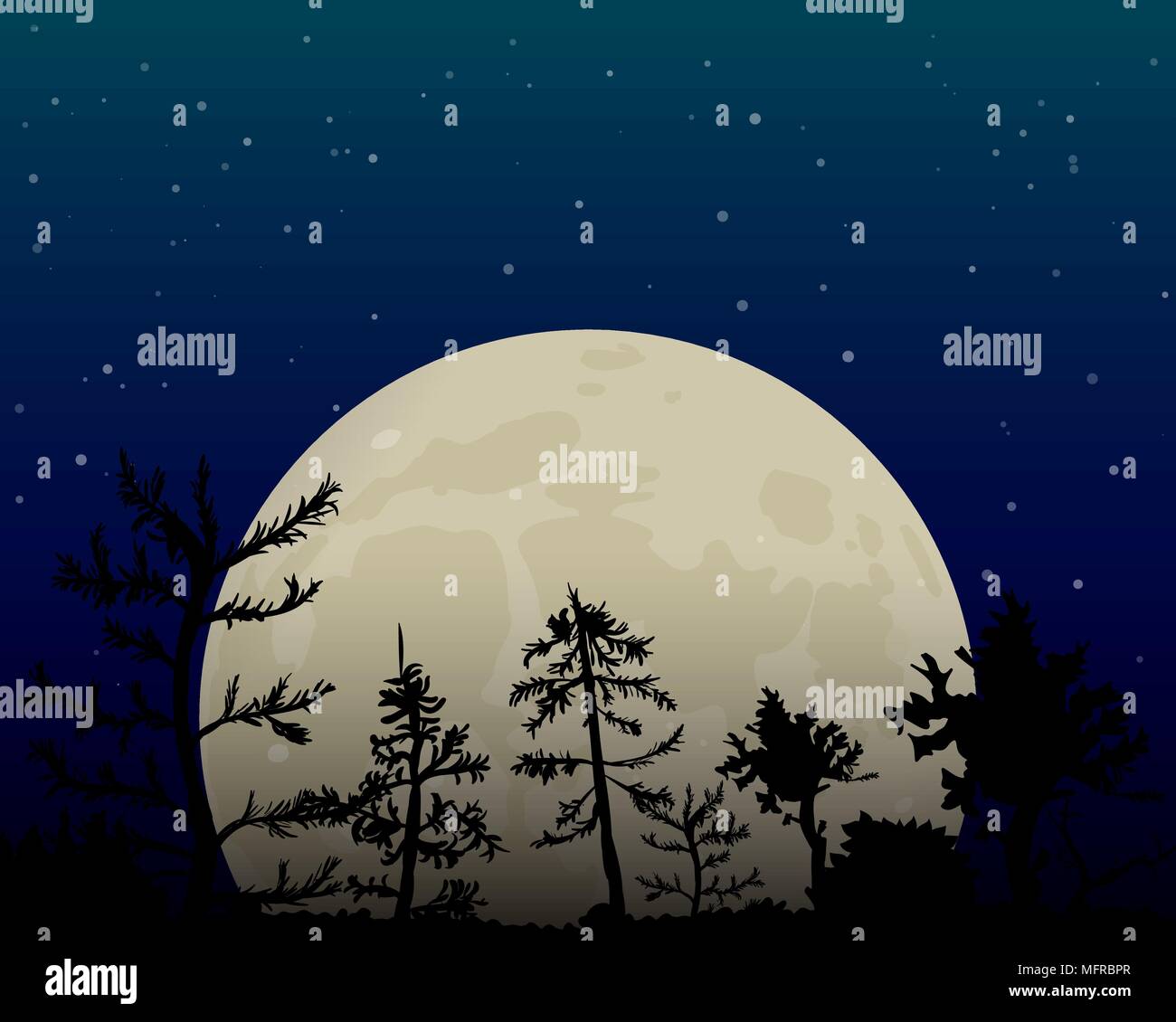 Pleine lune dans le ciel nocturne Illustration de Vecteur