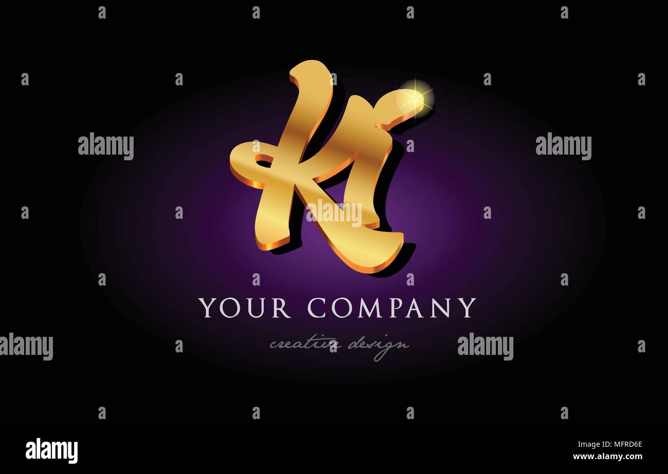 Ki k i combinaison alphabet lettre logo en 3d or metal belle typographie convient pour banner brochure design Illustration de Vecteur