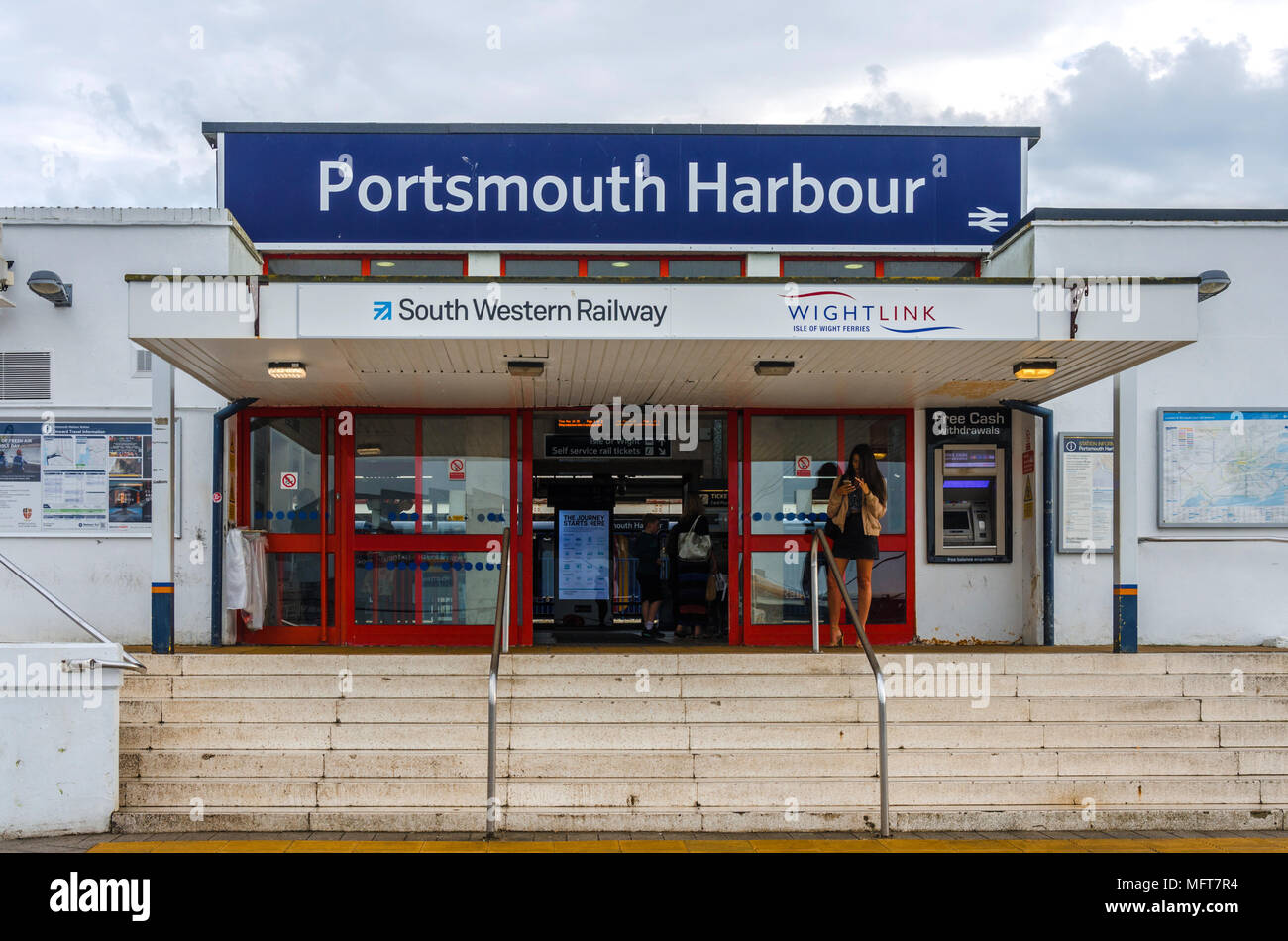 L'entrée de la gare du port de Portsmouth. Banque D'Images