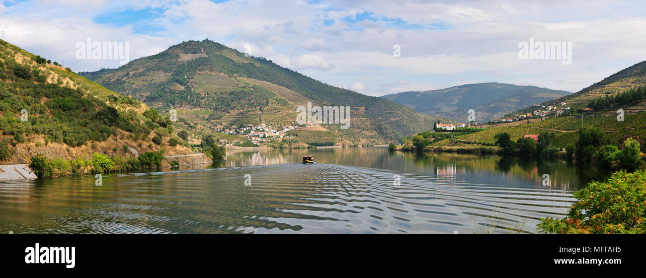 Covelinhas et Folgosa Douro avec Quinta dos Frades sur la droite. Croisières sur le fleuve Douro, site du patrimoine mondial de l'Unesco, Portugal Banque D'Images