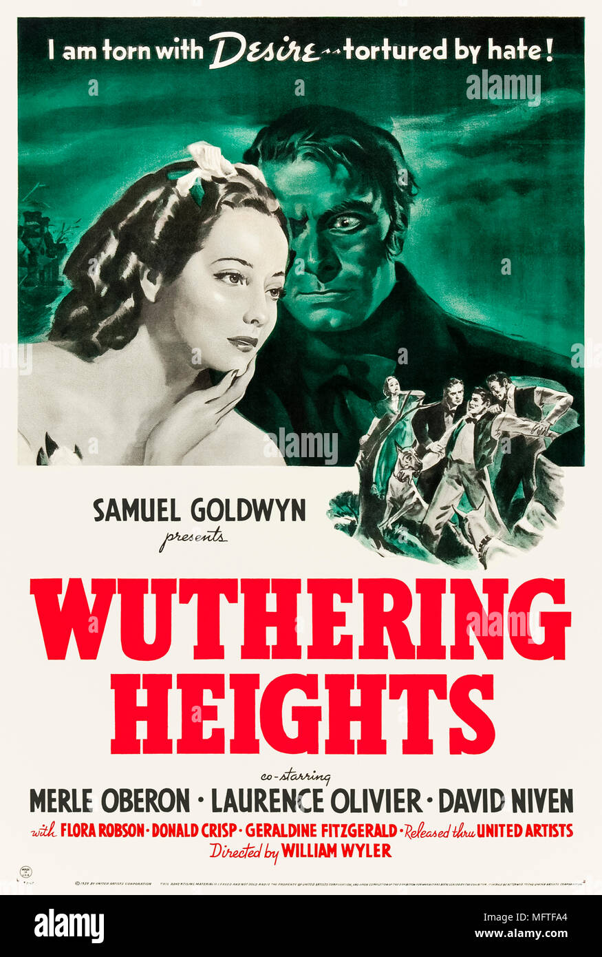 Wuthering Heights (1939) réalisé par William Wyler et avec Merle Oberon, Laurence Olivier et David Niven. L'adaptation sur grand écran d'Emily Brontë roman sur l'amoureux voués Cathy et Heathcliff. Banque D'Images