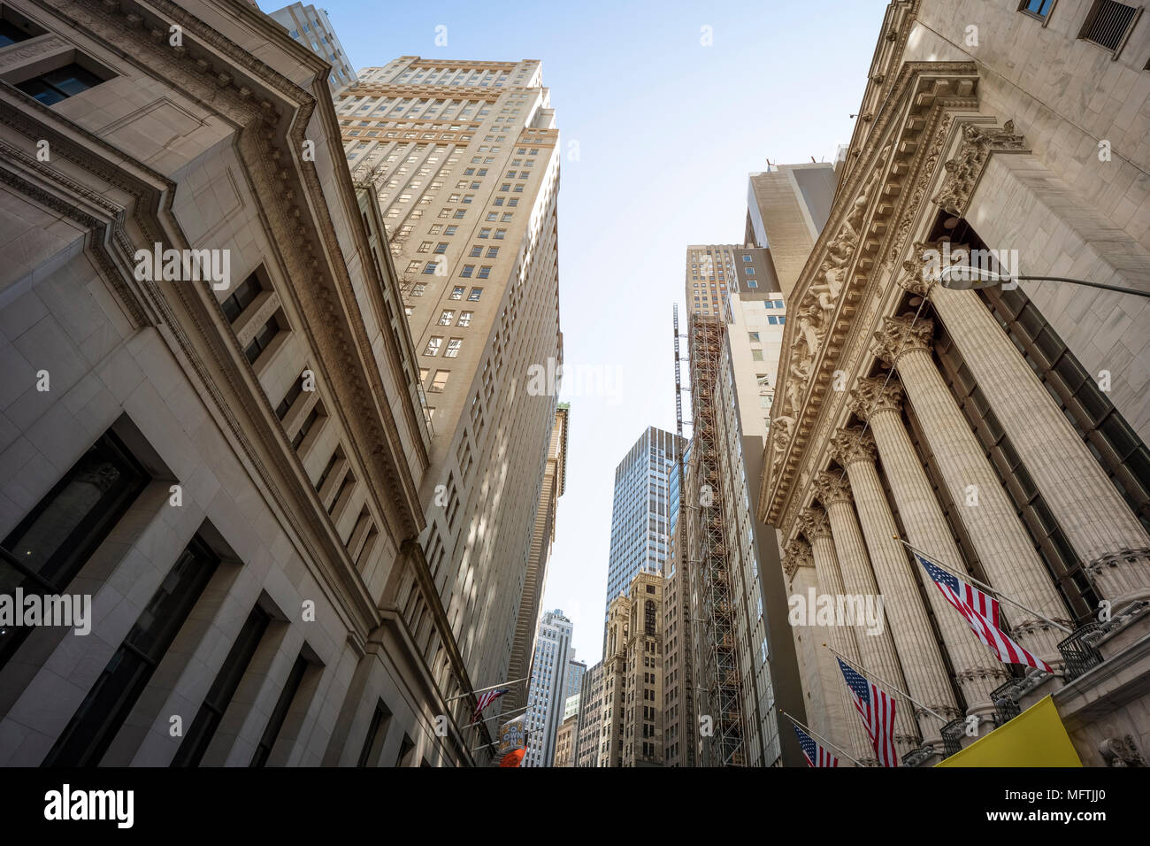 L'architecture de Wall Street à New York, USA. Banque D'Images