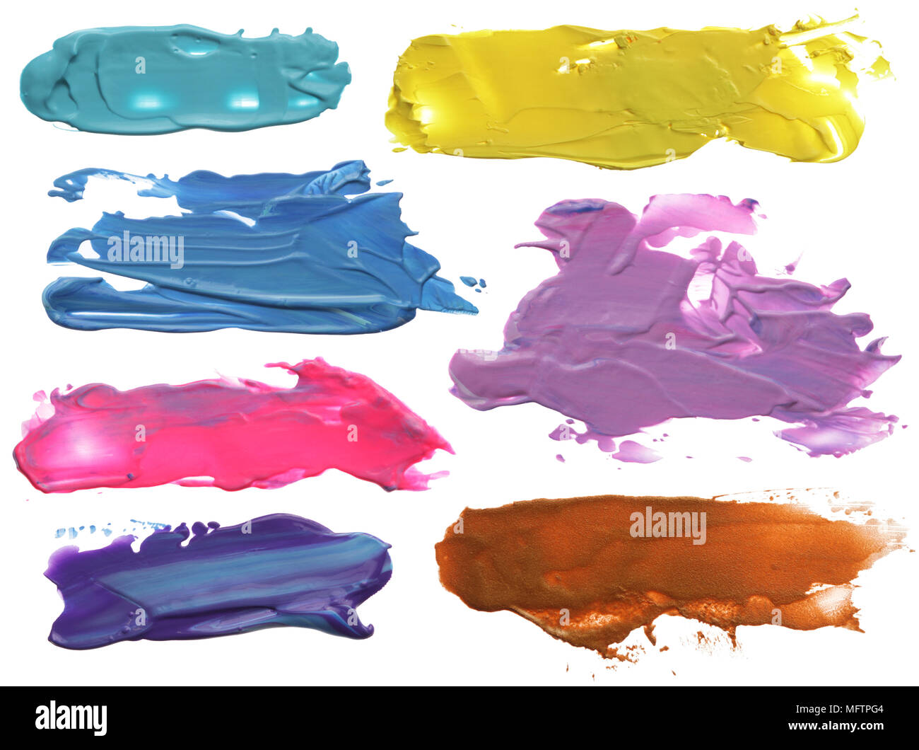 Collection de coups de pinceau acrylique abstrait blots Banque D'Images