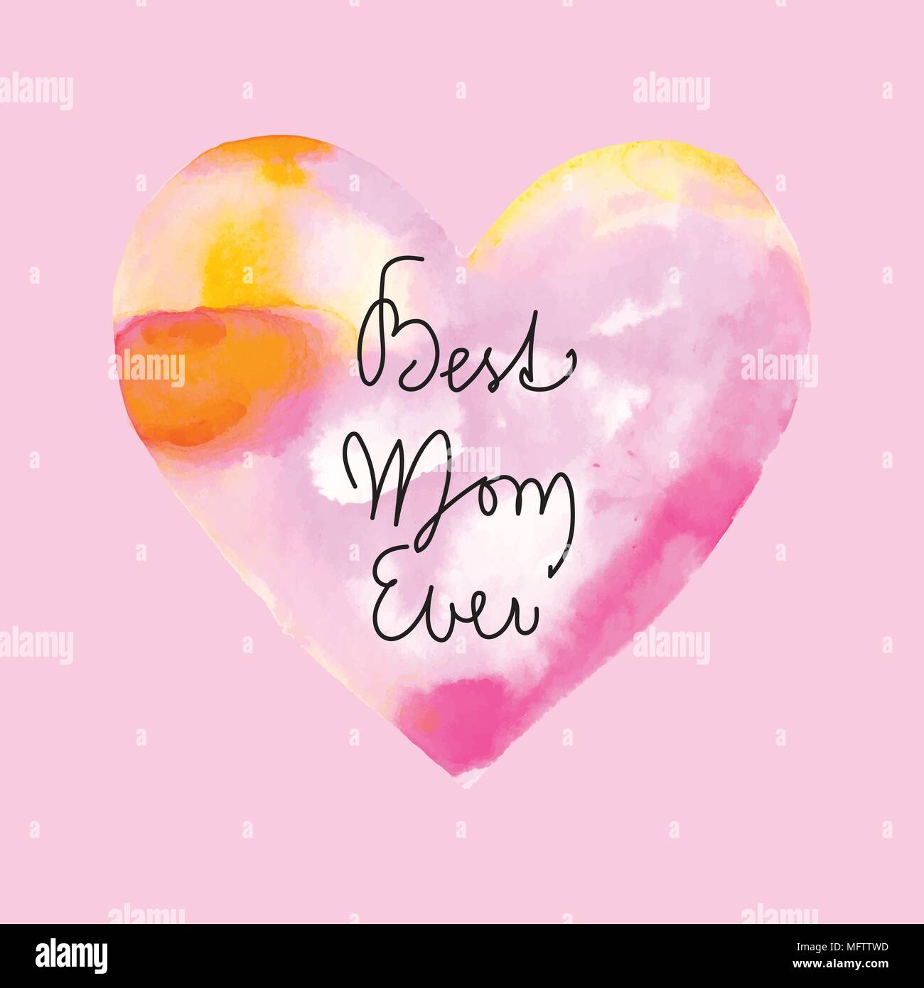 Grand coeur peint à l'aquarelle. Couleurs pastel, bannière, script caligraphy. Carte de fête des mères. Meilleure maman jamais. Illustration de Vecteur Grand coeur peint à l'aquarelle. Couleurs pastel, bannière, script caligraphy. Carte de fête des mères. Meilleure maman jamais. Illustration de Vecteur