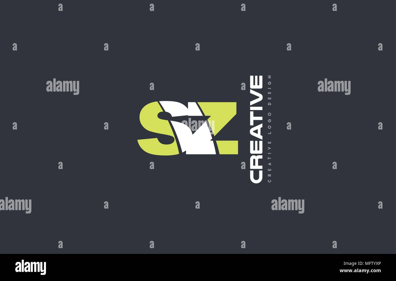 Combinaison mixte rejoint lettre sz s z alphabet bleu vert technologie blackground médias logo design company icône Illustration de Vecteur