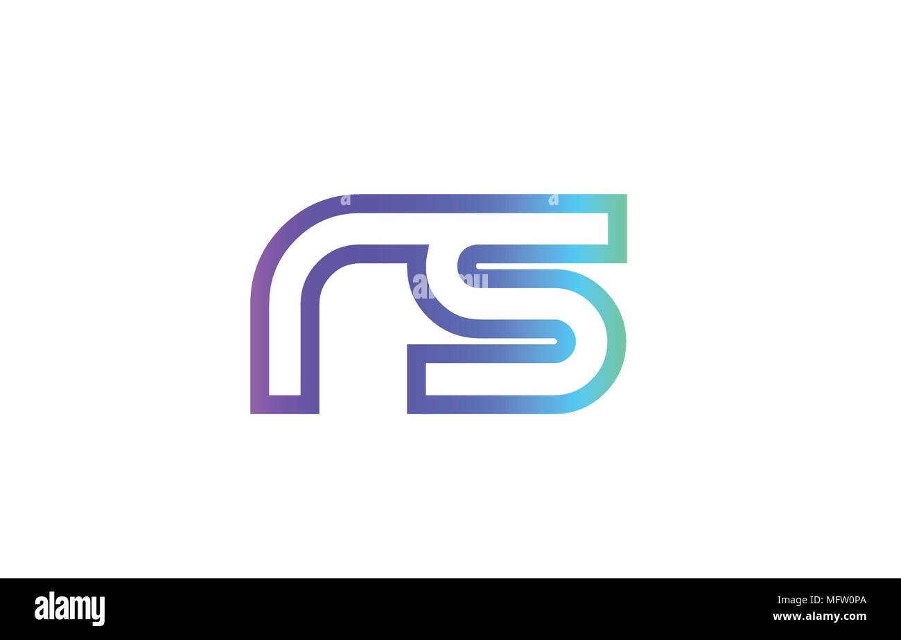 RS R S lettre alphabet combinaison logo vector icône entreprise créative moderne modèle de conception de l'art de la ligne de contour bleu rose Illustration de Vecteur