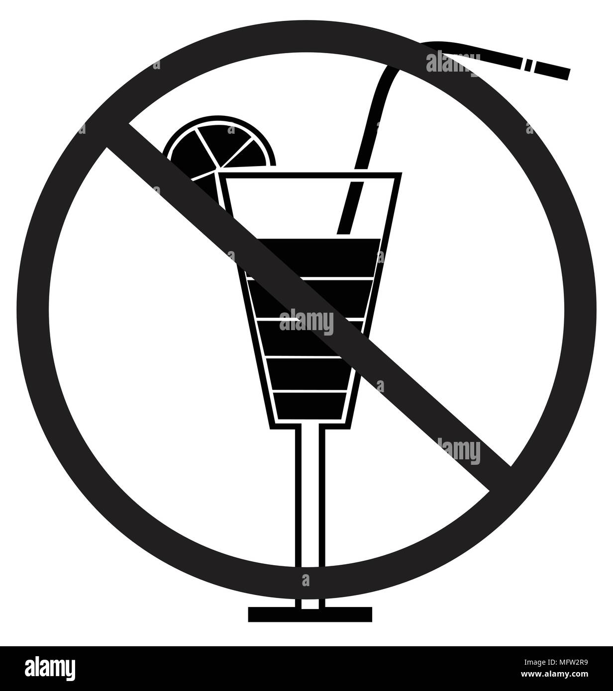 Pas d'alcool télévision silhouette icône Illustration de Vecteur