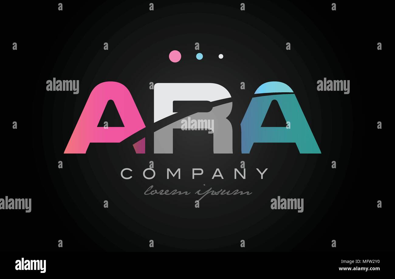 L'ARA a r a trois 3 lettre alphabet combinaison logo vector, compagnie de  création modèle de conception de l'icône bleu gris blanc rose moderne Image  Vectorielle Stock - Alamy