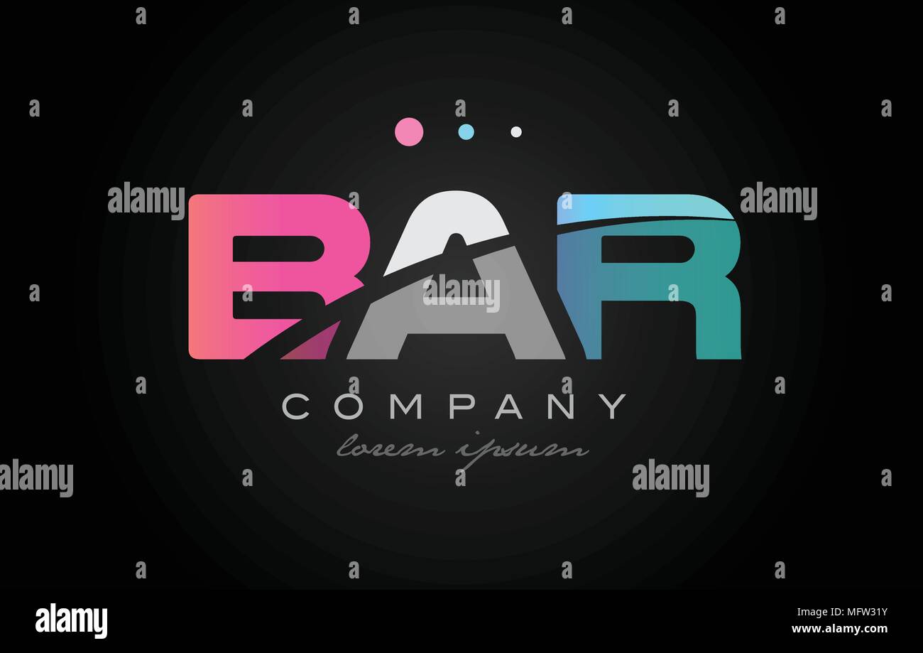 BAR b a r trois lettre alphabet 3 combinaison logo vector, compagnie de création modèle de conception de l'icône bleu gris blanc rose moderne Illustration de Vecteur