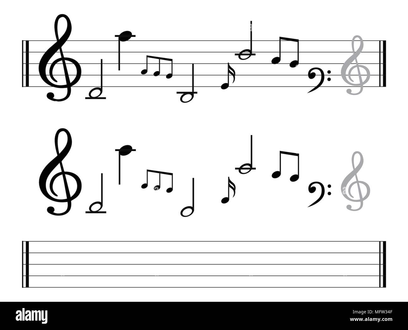 Note de musique avec de la musique de fond collection icône symbole Illustration de Vecteur