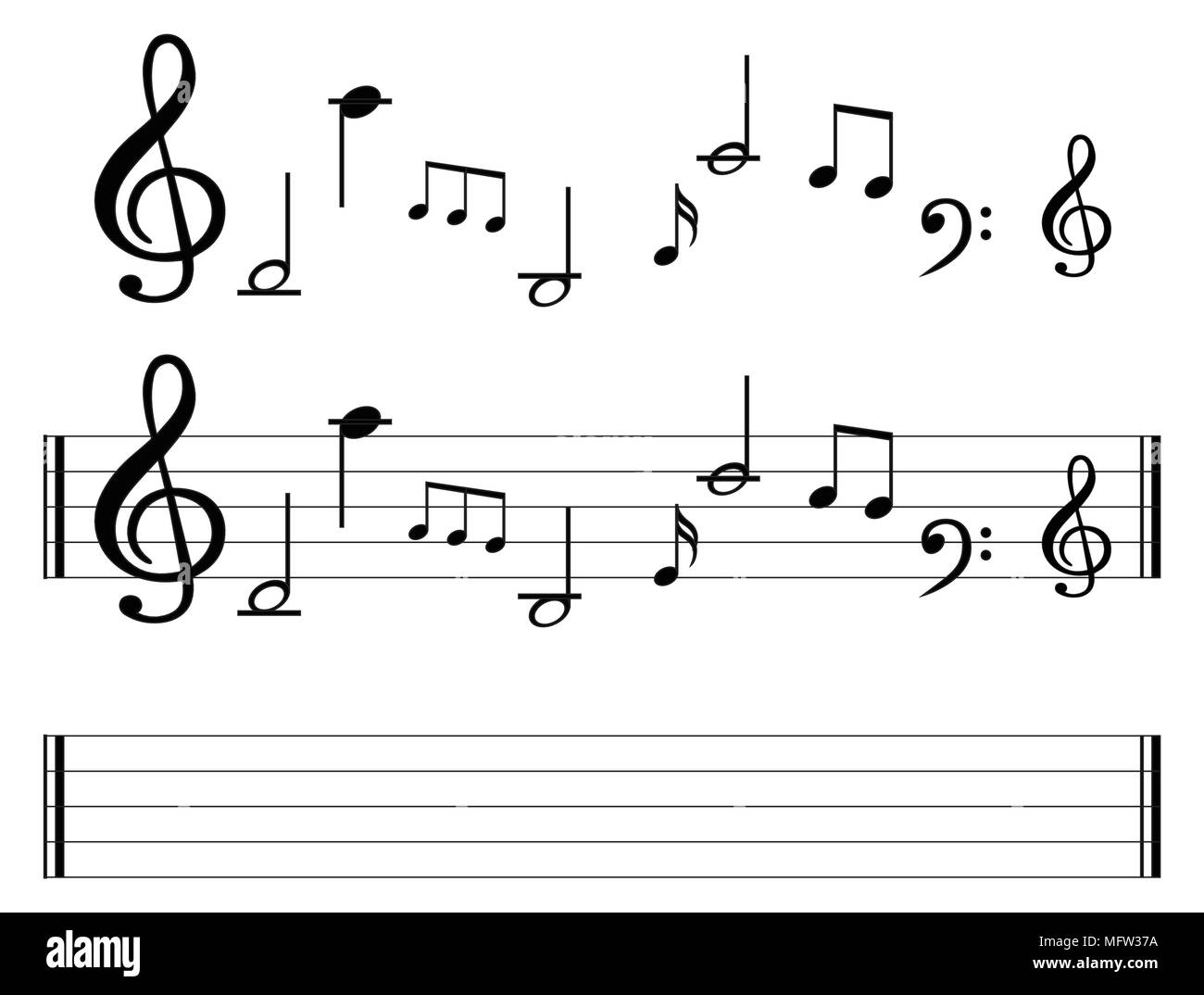 Note de musique avec de la musique de fond collection icône symbole Illustration de Vecteur