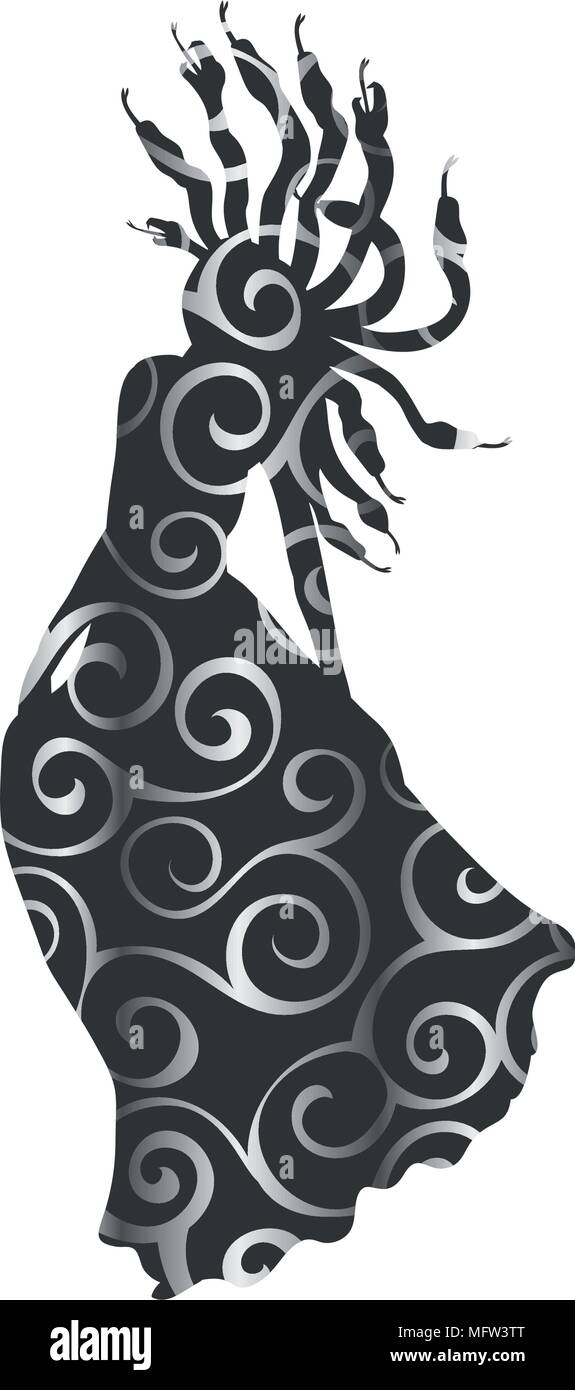 Gorgone Meduse Mythologie Ancienne Silhouette Motif Fantaisie Vector Illustration Image Vectorielle Stock Alamy