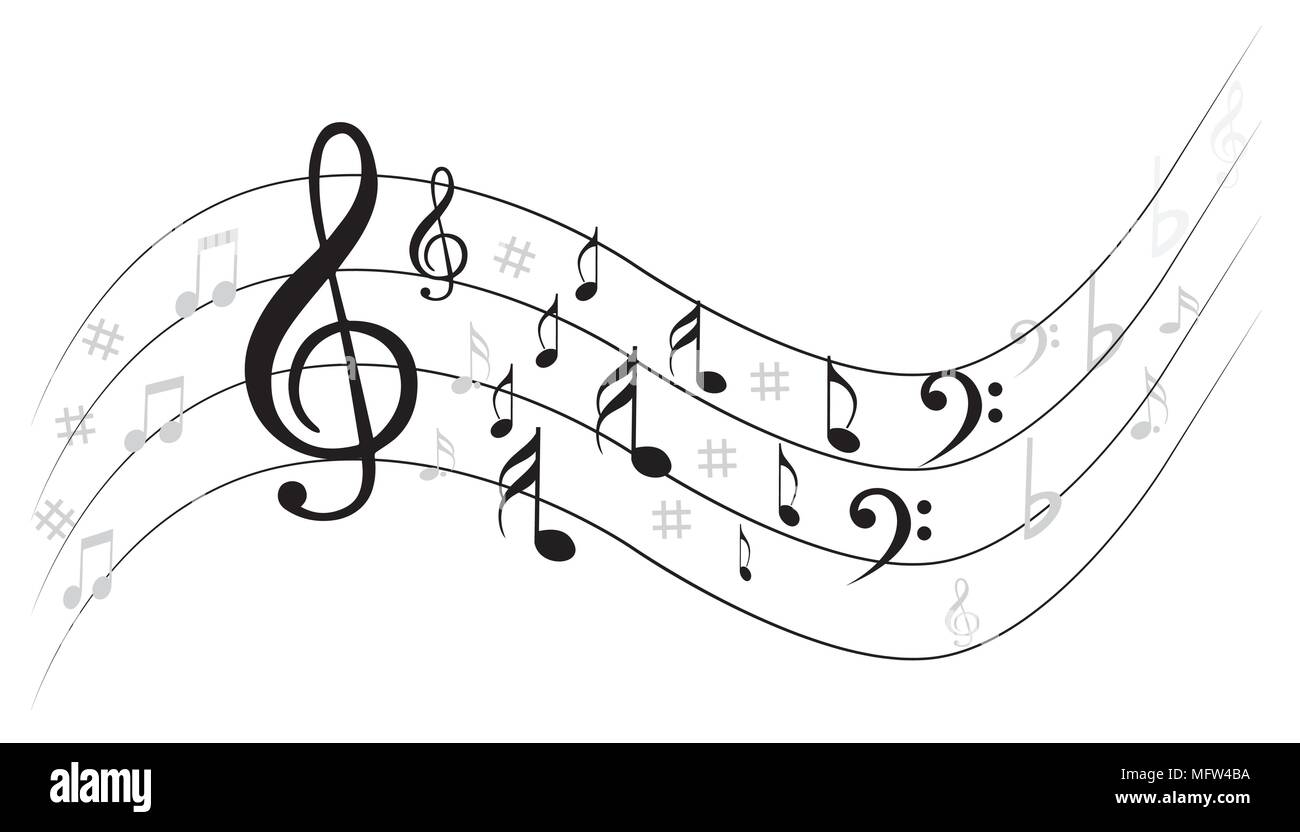 Note de musique avec de la musique de fond collection icône symbole Illustration de Vecteur