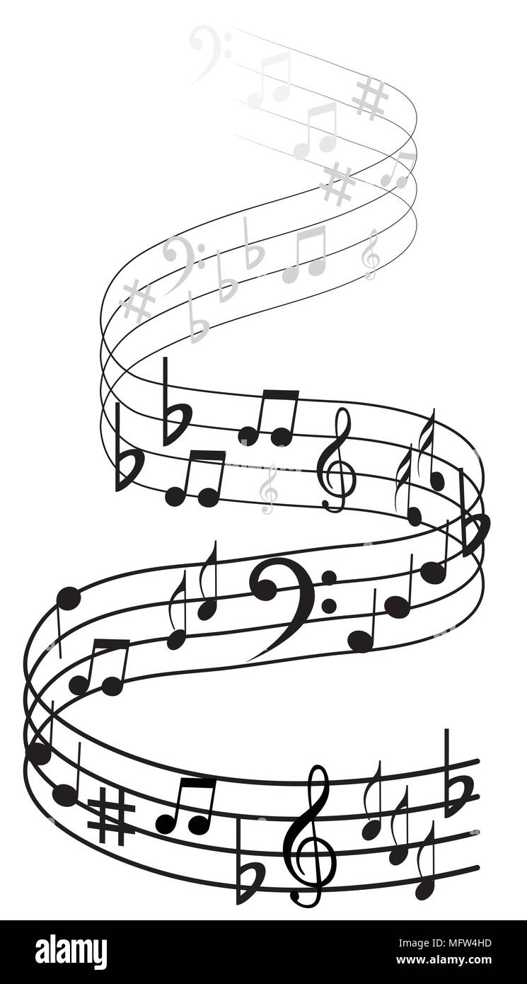 Note de musique avec de la musique de fond collection icône symbole Illustration de Vecteur