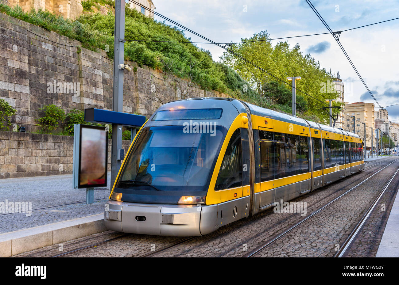 De Tram le métro de Porto, Portugal Banque D'Images