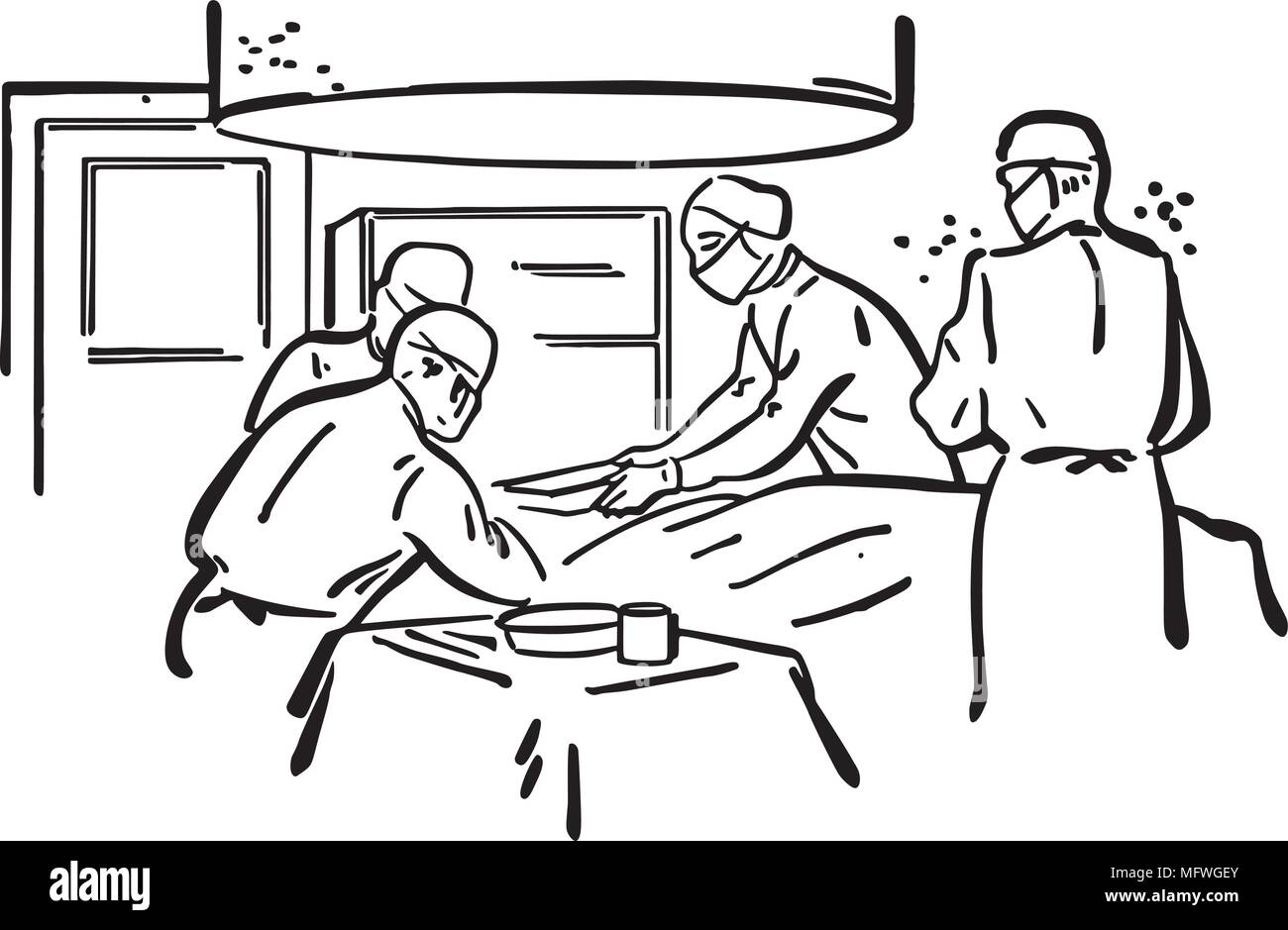 Salle d'opération - Retro Clipart Illustration Illustration de Vecteur